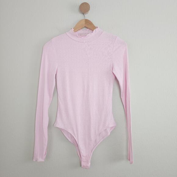 NEW Free People Intimately Pink Weekend Vibe Mockneck Long Sleeve Bodysuit - Picture 4 of 11